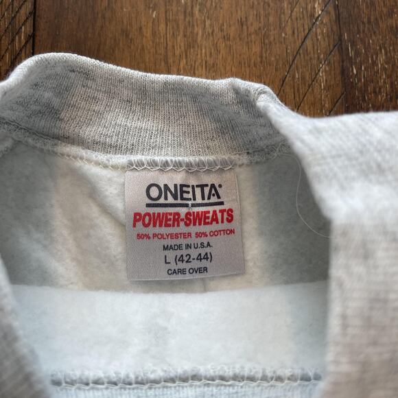 Vintage Oneita Sweatshirt Mens Large Gray Made in USA Football End Zone Club 90s - Picture 6 of 8